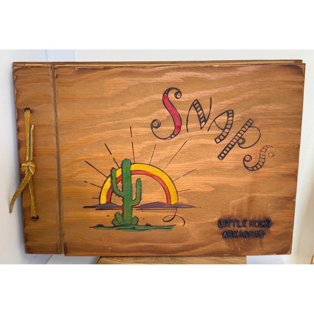 Handcrafted Photo Album Snaps Brown Wood Little Rock Arkansas Souvenir Decor